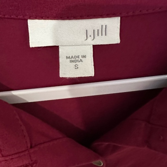 🥳 J. Jill Maroon Red Tunic Peplum Long Sleeve Small Blouse - Picture 6 of 8